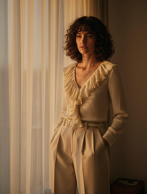 SAINT LAURENT Женская блузка с каскадным воланом