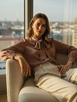 SAINT LAURENT Женская шёлковая блузка 