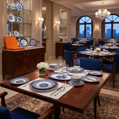 HERMES Набор посуды 41 предмет Bleus d'Ailleurs