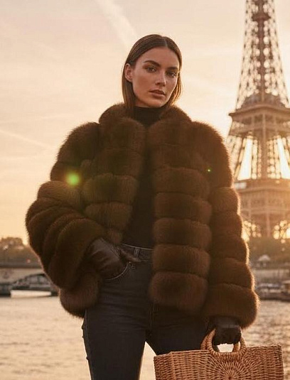 FENDI Женская шуба из меха лисы 