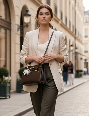 HERMES Женская сумка Kelly 32 см 47/Chocolat Box