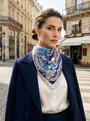 LOUIS VUITTON Женский платок из шелка темно-синий