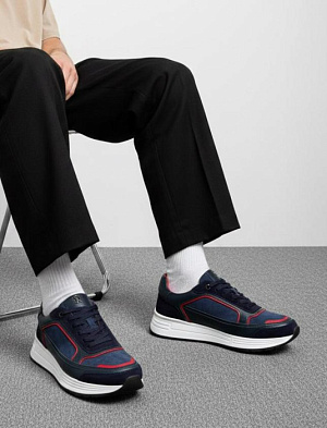 STEFANO RICCI Мужские кроссовки из тёмно‑синей замши