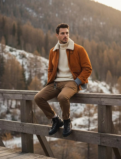 BRUNELLO CUCINELLI Мужская дублёнка из овчины 