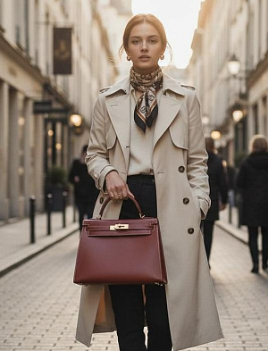 HERMES Женская сумка Kelly 28 см 36/Brique Box