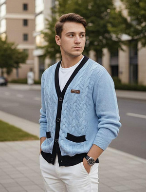 LOUIS VUITTON Мужской кардиган с контрастной отделкой