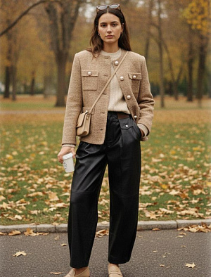 LOEWE Женские кожаные брюки 