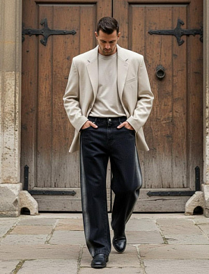 BOTTEGA VENETA Мужские джинсы в глубокo‑черном оттенке