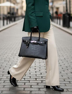 HERMES Женская сумка Birkin 30 см ck89/Noir Matte Alligator