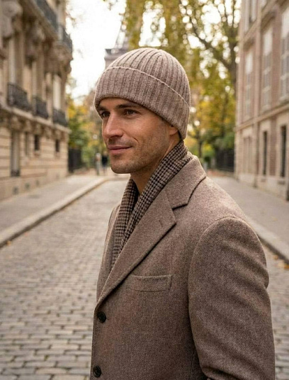 BRUNELLO CUCINELLI Мужская вязаная шапка из кашемира 