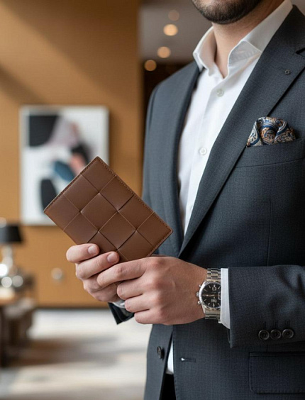 BOTTEGA VENETA Обложка на паспорт коричневый оттенок