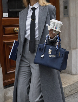 HERMES Женская сумка Birkin 25 см 73/Blue saphir Epsom