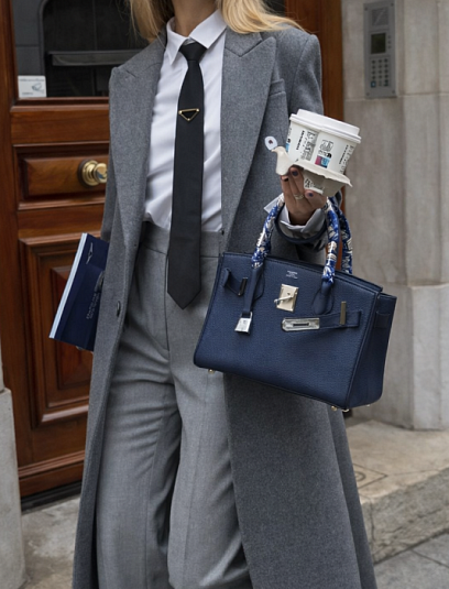 Hermes Женская сумка Birkin 25 см 73/Blue saphir Epsom