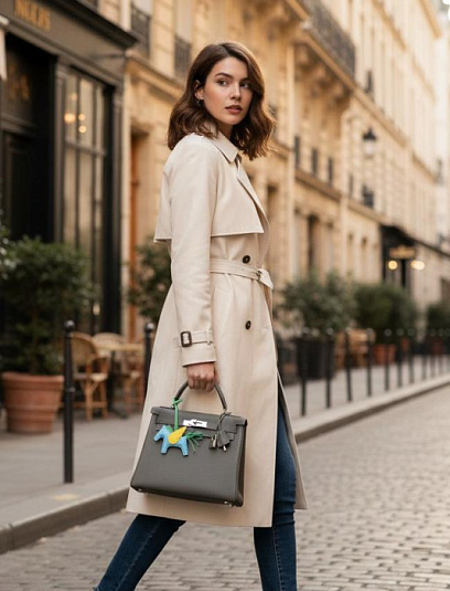 HERMES Женская сумка Kelly 28 см 0L/Gris Mayer Togo