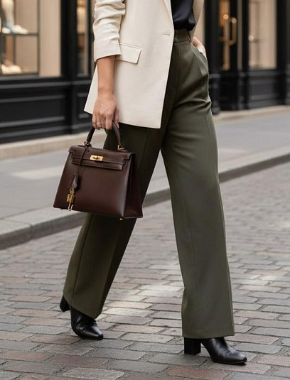 HERMES Женская сумка Kelly 25 см 47/Chocolat Box