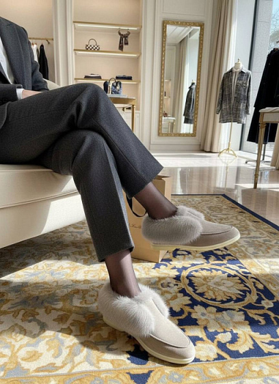 LORO PIANA Женские лоферы Open Walk с мехом норки