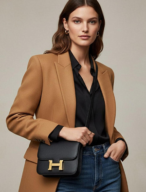 HERMES Женская сумка Constance 19 см 89/noir Epsom
