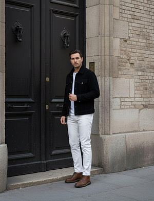 SAINT LAURENT Мужская кожаная куртка из овчины 