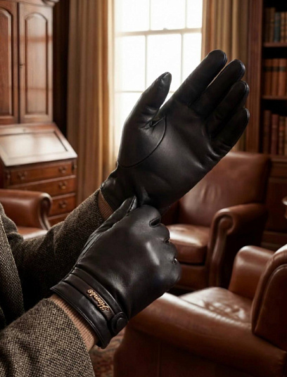 HERMES Мужские утеплённые перчатки 