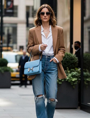 HERMES Женская сумка Constance 19 см 7N/Celeste Epsom