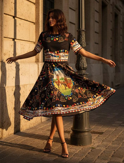 DOLCE & GABBANA Женское платье с художественным принтом