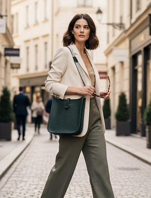 HERMES Женская сумка Evelyne 16 см 67/Vert fonce Clemence