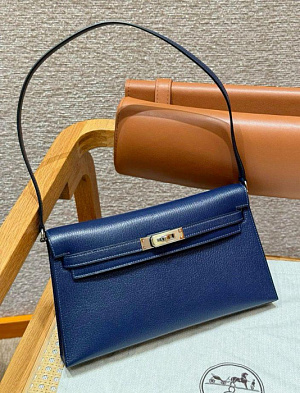 HERMES Женская сумка Kelly Elan 27 см 73/Blue saphir Chevre