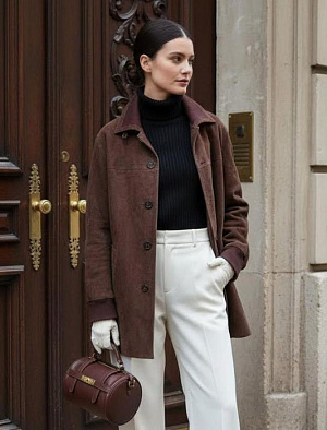 LORO PIANA Женская кожаная куртка из козьей кожи 