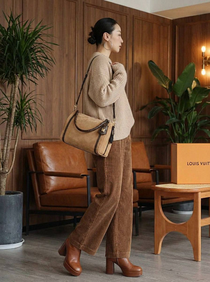 LOUIS VUITTON Женская сумка Express 95 m26358 боулер из замши с монограммой