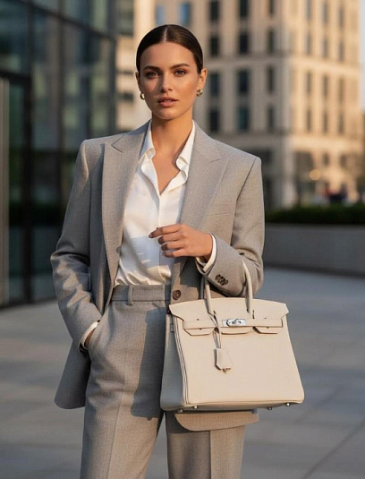 HERMES Женская сумка Birkin 30 см 0T/Mushroom Togo