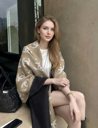 CHANEL Женский двусторонний шарф из кашемира 