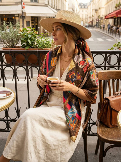 LOUIS VUITTON Женский платок из кашемира и шелка