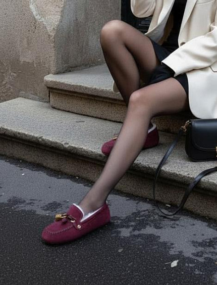 LOUIS VUITTON Женские мокасины из замши и овчины 