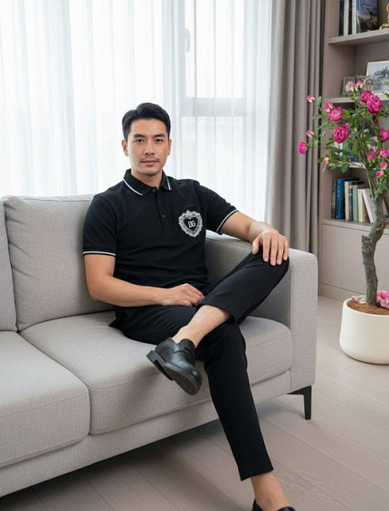 DOLCE & GABBANA Мужская футболка-поло с вышивкой логотипа