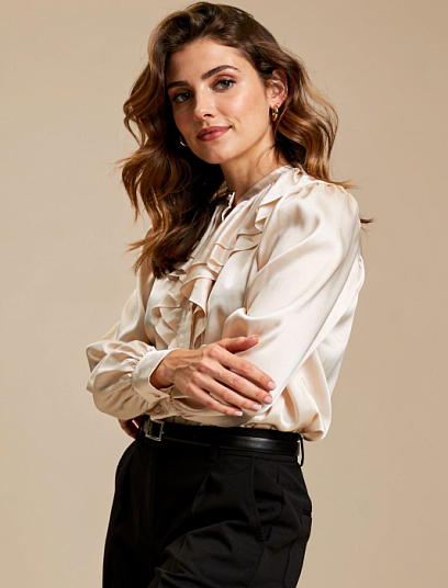 GUCCI Женская шёлковая блузка с оборками