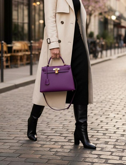 HERMES Женская сумка Kelly 25 см P9/Anemone Epsom