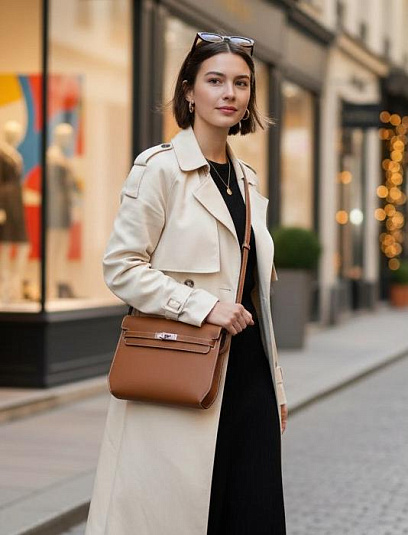 HERMES Женская сумка Kelly Depeches 25 см 37/Gold Epsom