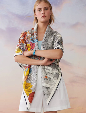 HERMES Женский платок из шёлка и кашемира