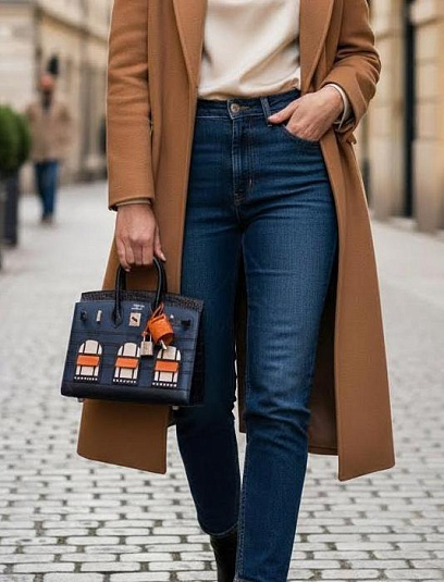 HERMES Женская сумка Birkin Faubourg Touch 20 см 2z Epsom/Alligator