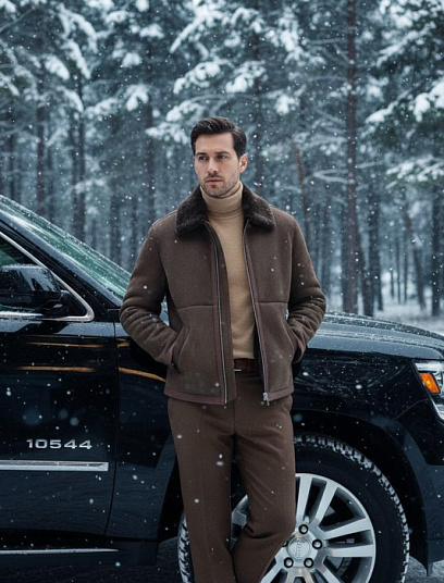 BRUNELLO CUCINELLI Мужская кожаная дублёнка 