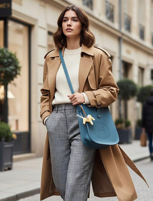 HERMES Женская сумка Evelyne 29 см 75/Blue Jean Clemence