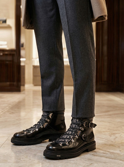 CHRISTIAN DIOR Мужские ботинки с принтом Oblique