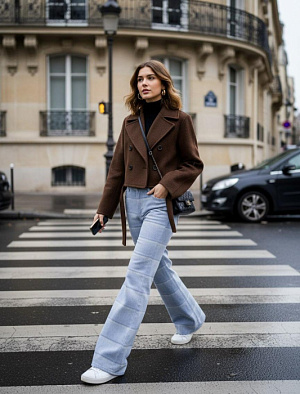 CHANEL Женские джинсы в нежно‑светло‑голубом оттенке