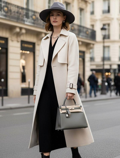 HERMES Женская сумка Kelly 28 см 0L/Gris Mayer Chevre