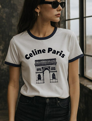 CELINE Женская футболка с триумфальной аркой
