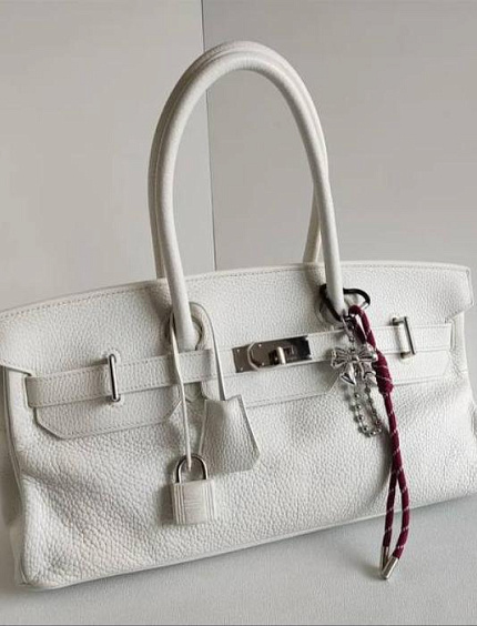 HERMES Женская сумка Birkin Shoulder 42 см 01/Blanc Clemence