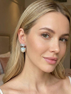MIU MIU Женские жемчужные серьги с эмалью